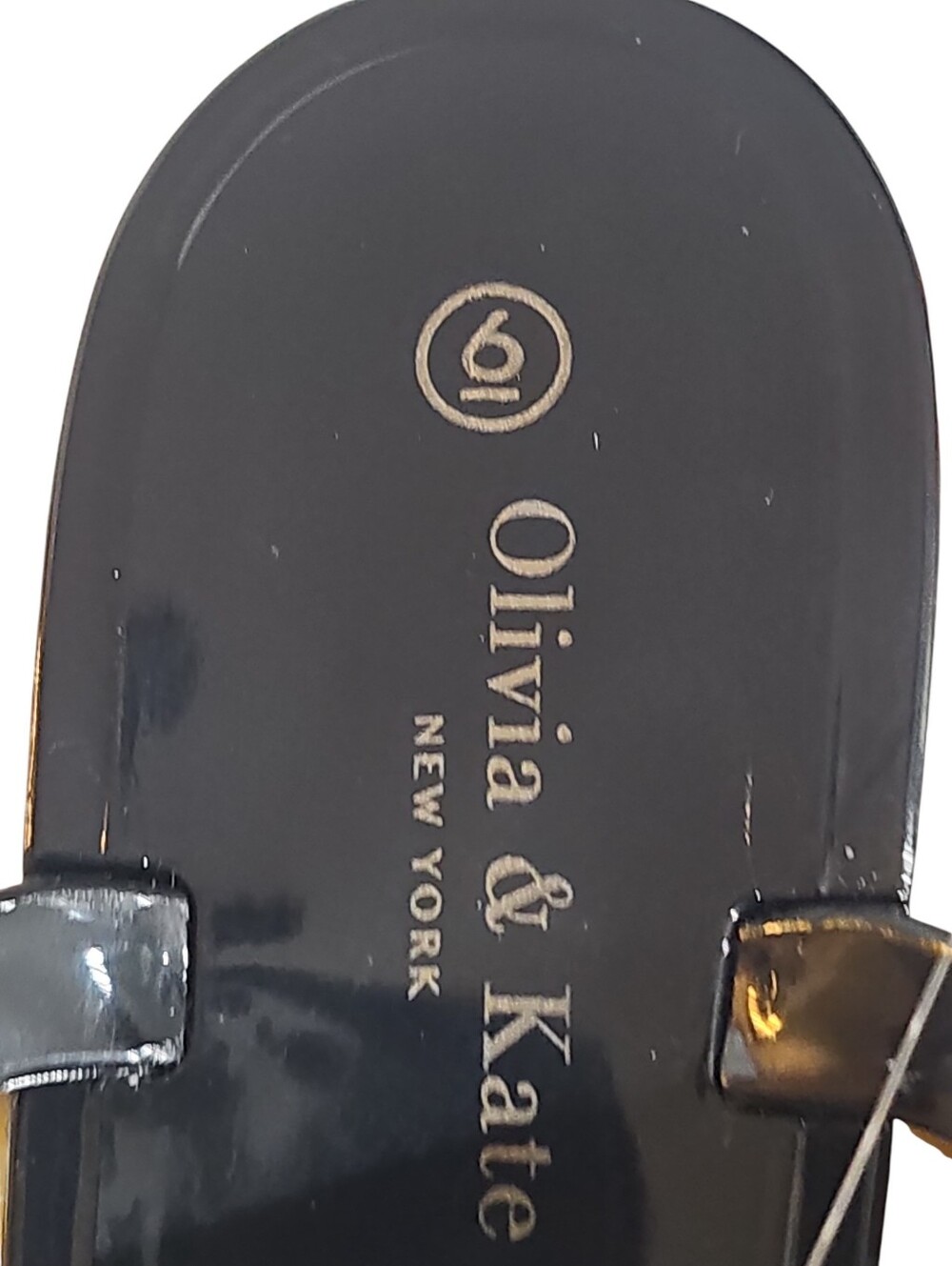 Olivia & Kate  Black Jelly Rivet Flip Flop Sandals Size 6 NWT - Picture 5 of 8